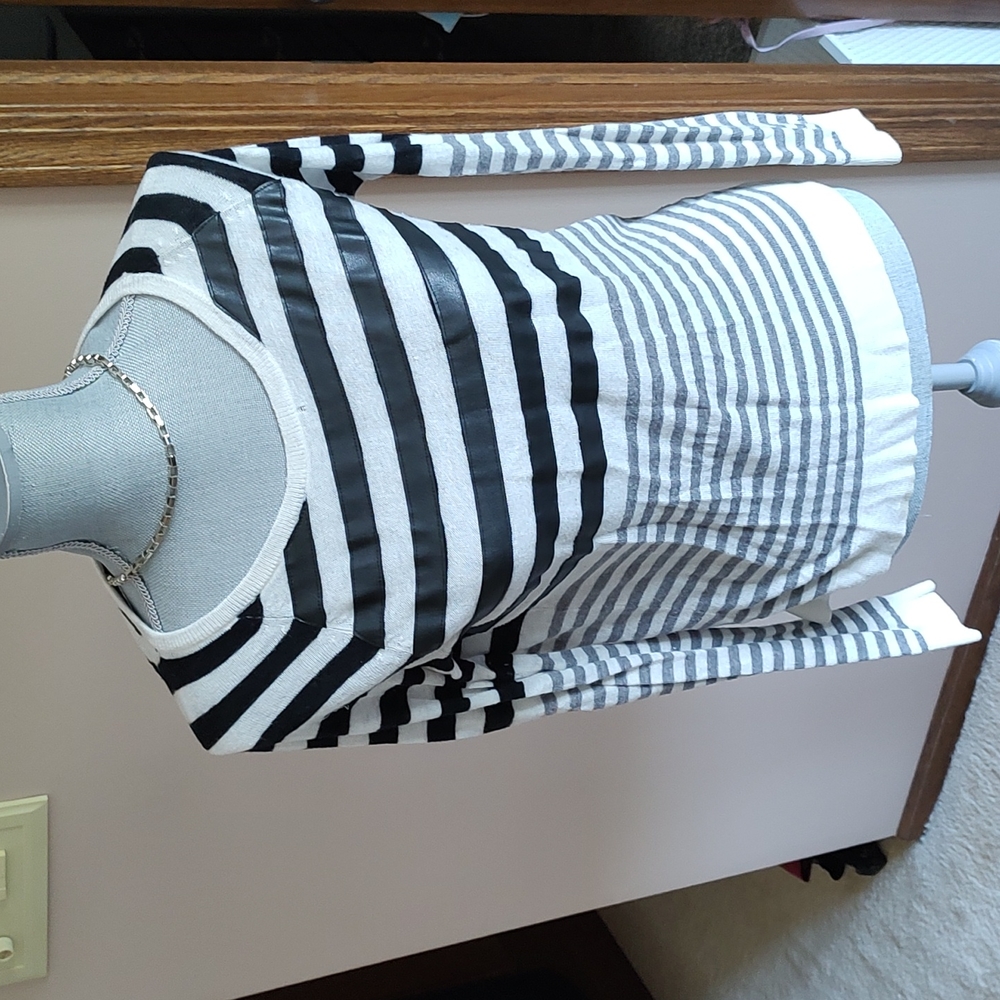 Striped leather sweater top